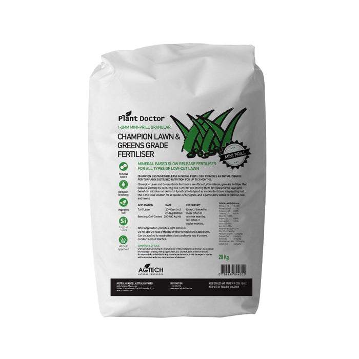 Plant Doctor Champion Lawn & Greens-Grade Fertiliser 1-2mm