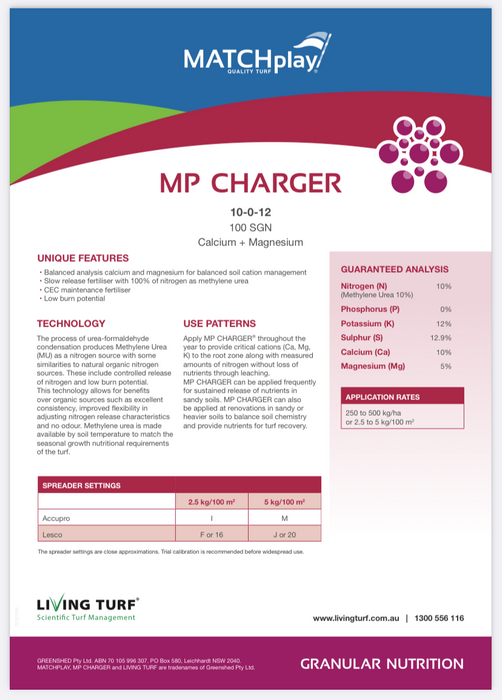 MP Charger Fertiliser (10-0-12 + 10Ca + 5Mg) - 20kg