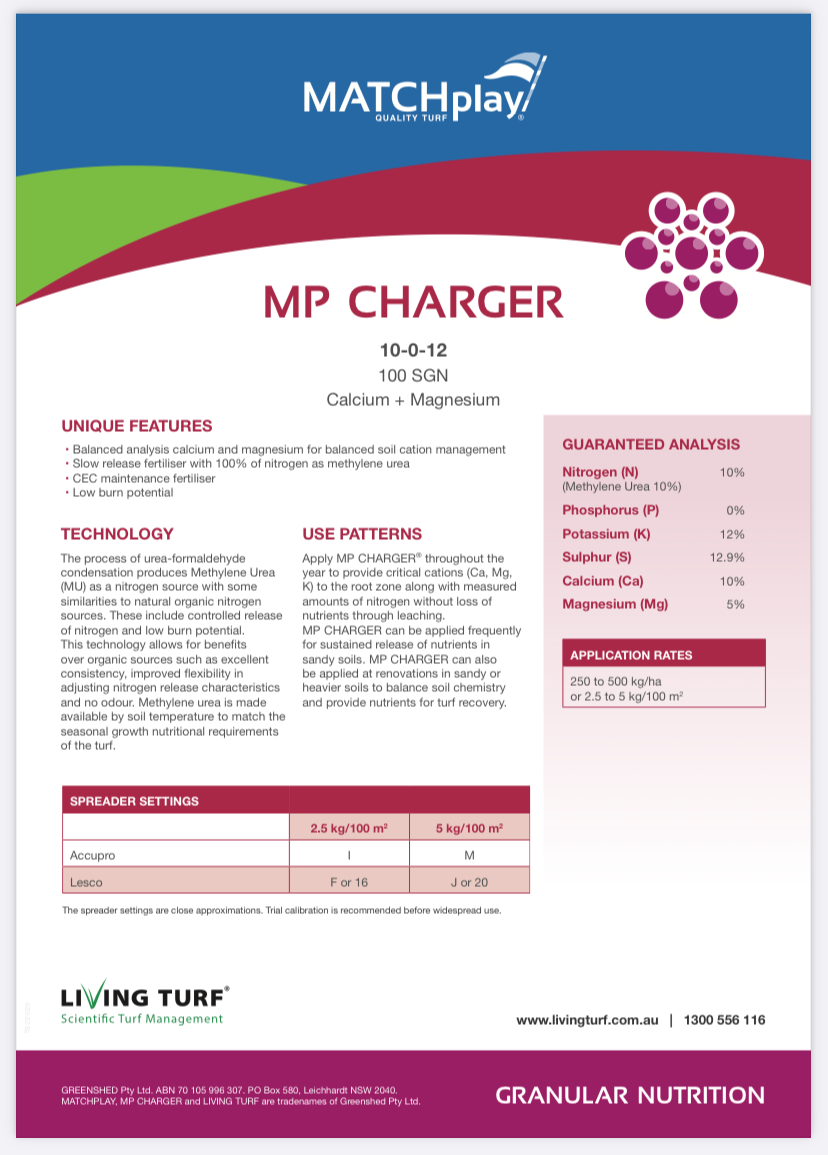 MP Charger Fertiliser (10-0-12 + 10Ca + 5Mg) - 20kg — Hunter Lawn Care ...