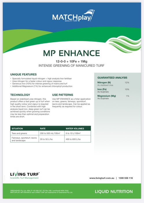 MP Enhance Liquid Fertiliser (12-0-0 + 10Fe + 1Mg) - 20L