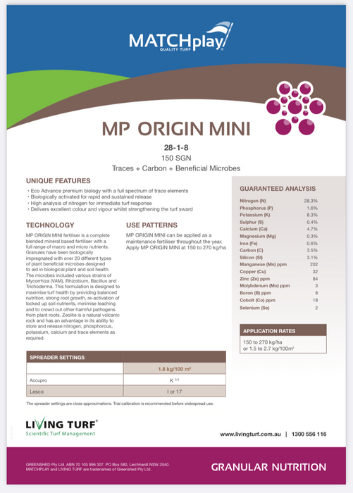 MP Origin Mini (28-1-8) + Biostimulants - 20kg