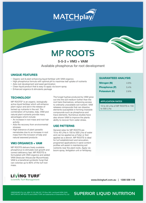 MP Roots Liquid Fertiliser (5-5-3) + Biostimulants - 20L