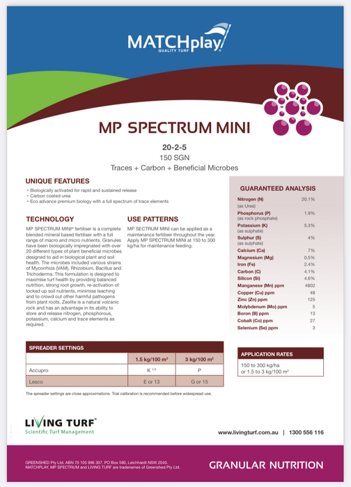 MP Spectrum Mini Fertiliser (20-2-5) + Biostimulants - 20kg