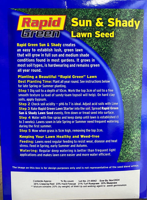 Rapid Green Sun & Shady Lawn Seed 500gm